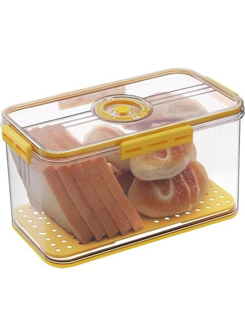 Durku Bread Box,Bread Boxes for Kitchen Counter Airtight, Time Recording Bread Storage Container with Lid, Bread Keeper for Homemade Bread, Toast, Bagel, Donut and Cookies (Yellow)
