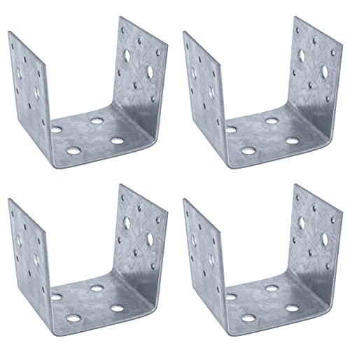 eoere 4 PCS Half Post Base, Fit 4 x 4 Post Anchor Connector, Deck Framing Brackets Support, Inner Size 3-1/2", 11 Gauge(1/8" ) Thick - Image 1