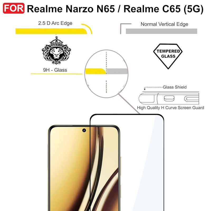 OpenTech ® Military-Grade Tempered Glass Screen Protector Compatible For Realme Narzo N65 5G / Realme C65 5G (6.67 Inch) with Edge To Edge Coverage And Easy Installation Kit - Image 4