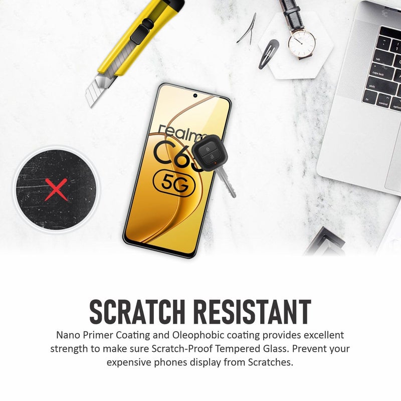 OpenTech ® Military-Grade Tempered Glass Screen Protector Compatible For Realme Narzo N65 5G / Realme C65 5G (6.67 Inch) with Edge To Edge Coverage And Easy Installation Kit - Image 5