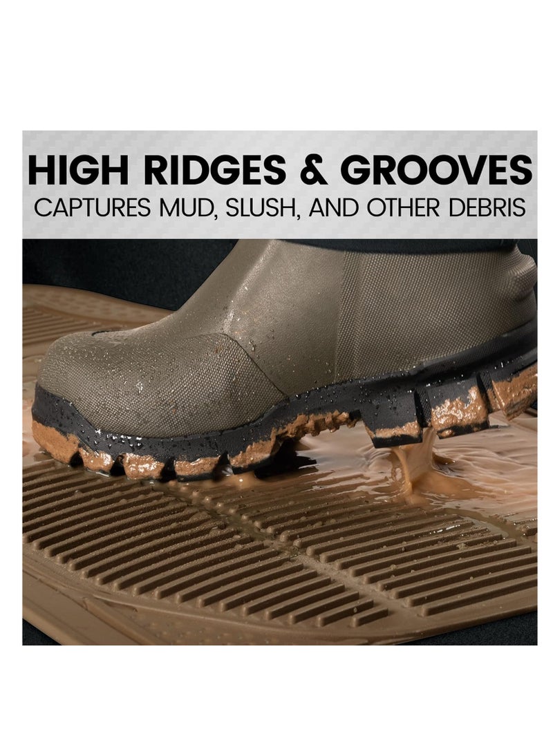 BDK ProLiner Floor Mats for Cars Trucks SUV, 3-Piece All-Weather Car Mats with Universal Fit Design, Durable Car Floor Mats with Capture Ridges, Waterproof Rubber Floor Mats for Cars (Beige) - Image 1