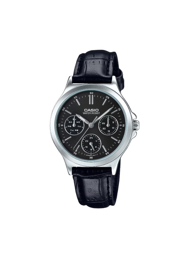 Casio LTP-V300L-1AUDF Women’s Leather Strap Multi-Function Analog Watch – Black Dial - Image 1