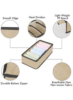 Arabest Drawer Organizer Divider 4 Packs Organizer, Fabric Collapsible Closet Cabinet Organizer Underwear Storage Boxes for Storing Socks, Bra, Handkerchiefs, Ties, Belts, Beige  - Image 4