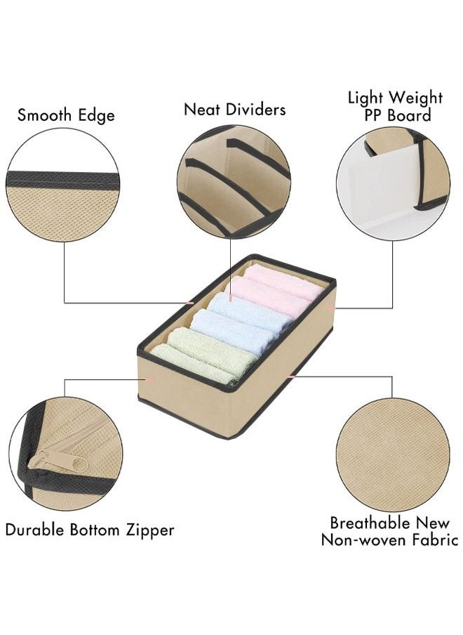 Arabest Drawer Organizer Divider 4 Packs Organizer, Fabric Collapsible Closet Cabinet Organizer Underwear Storage Boxes for Storing Socks, Bra, Handkerchiefs, Ties, Belts, Beige  - Image 4
