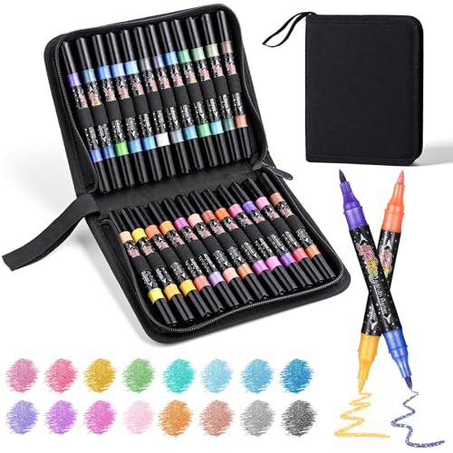 ZZWUAPT 48 Colors Glitter Brush Markers,24 Pack Dual Tip Brush Glitter Marker for Doodle Writing, Glitter Art Crafts Adults DIY Crafts Greeting Birthday Cards Making - Image 5