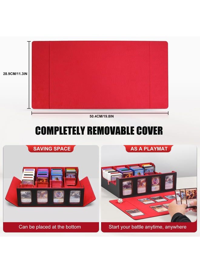 Kabinka Trading Card Storage Box with Commander Display, 4-Row Deck Case with Removable Lid; 2400+ Card Deck Box for MTG TCG Sports Card, 4 Toploaders, 4 Stoppers, 24 Dividers,1 Dice Bag (Black Red) - Image 5