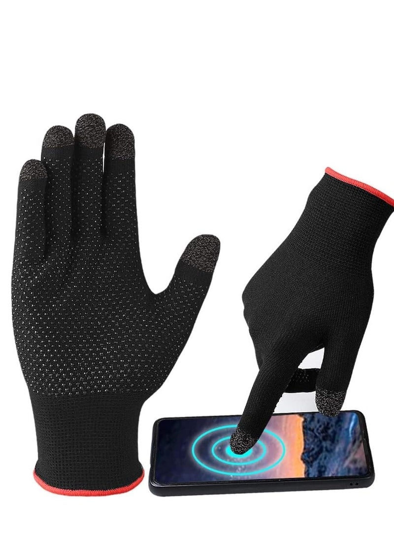 Geustos Gaming Gloves, Anti-Sweat Breathable, Touch Finger for Highly Sensitive Nano-Silver Fiber Material, Dot Silica Gel Palm Non-Slip Design, Support Almost All Mobile Gaming (05-Black)  - Image 1