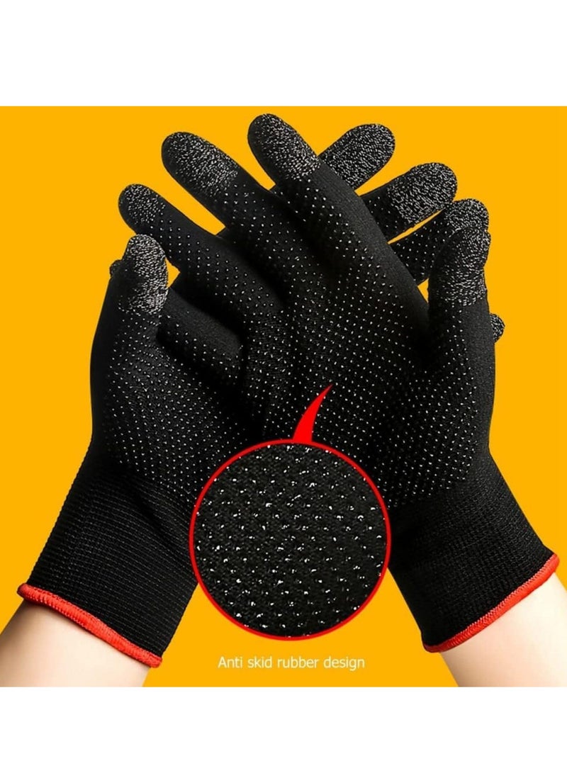 Geustos Gaming Gloves, Anti-Sweat Breathable, Touch Finger for Highly Sensitive Nano-Silver Fiber Material, Dot Silica Gel Palm Non-Slip Design, Support Almost All Mobile Gaming (05-Black)  - Image 2