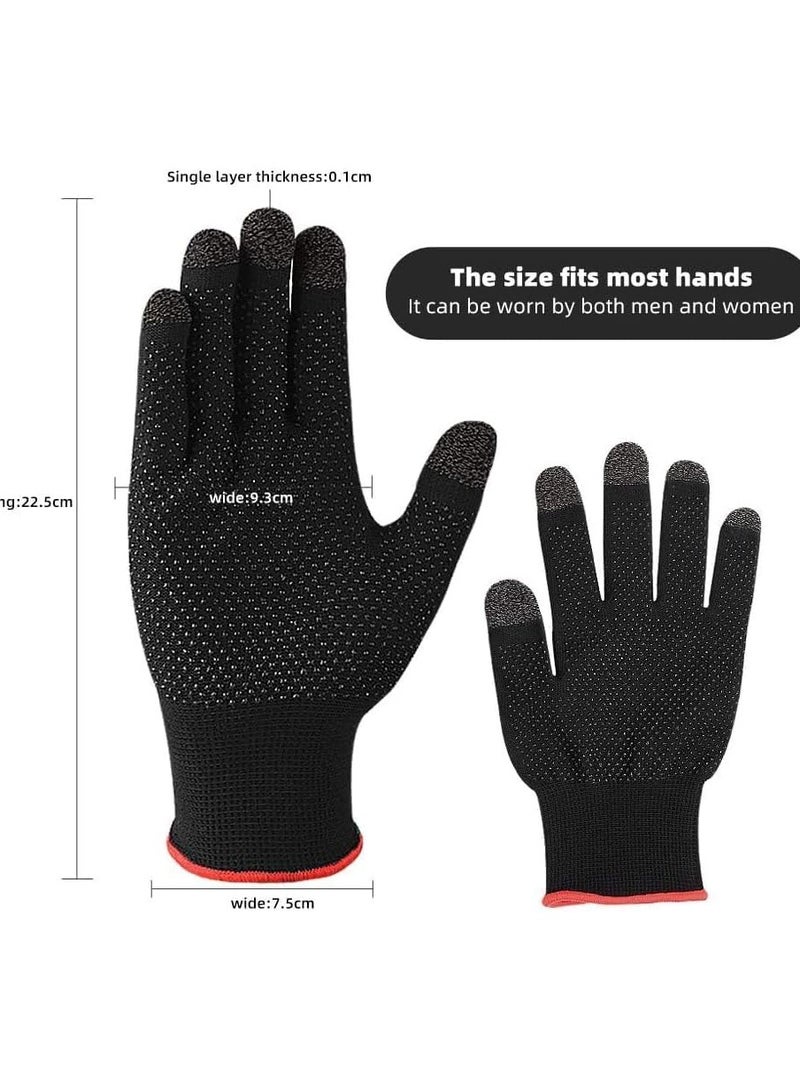 Geustos Gaming Gloves, Anti-Sweat Breathable, Touch Finger for Highly Sensitive Nano-Silver Fiber Material, Dot Silica Gel Palm Non-Slip Design, Support Almost All Mobile Gaming (05-Black)  - Image 3