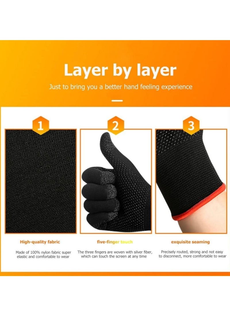 Geustos Gaming Gloves, Anti-Sweat Breathable, Touch Finger for Highly Sensitive Nano-Silver Fiber Material, Dot Silica Gel Palm Non-Slip Design, Support Almost All Mobile Gaming (05-Black)  - Image 4