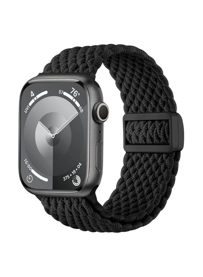 Magnetic Wristband Adjustable Nylon Strap for Apple Watch Series 10 46mm,Black - Image 1