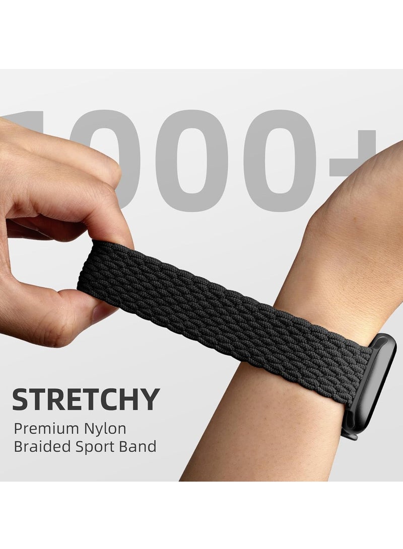 Magnetic Wristband Adjustable Nylon Strap for Apple Watch Series 10 46mm,Black - Image 4