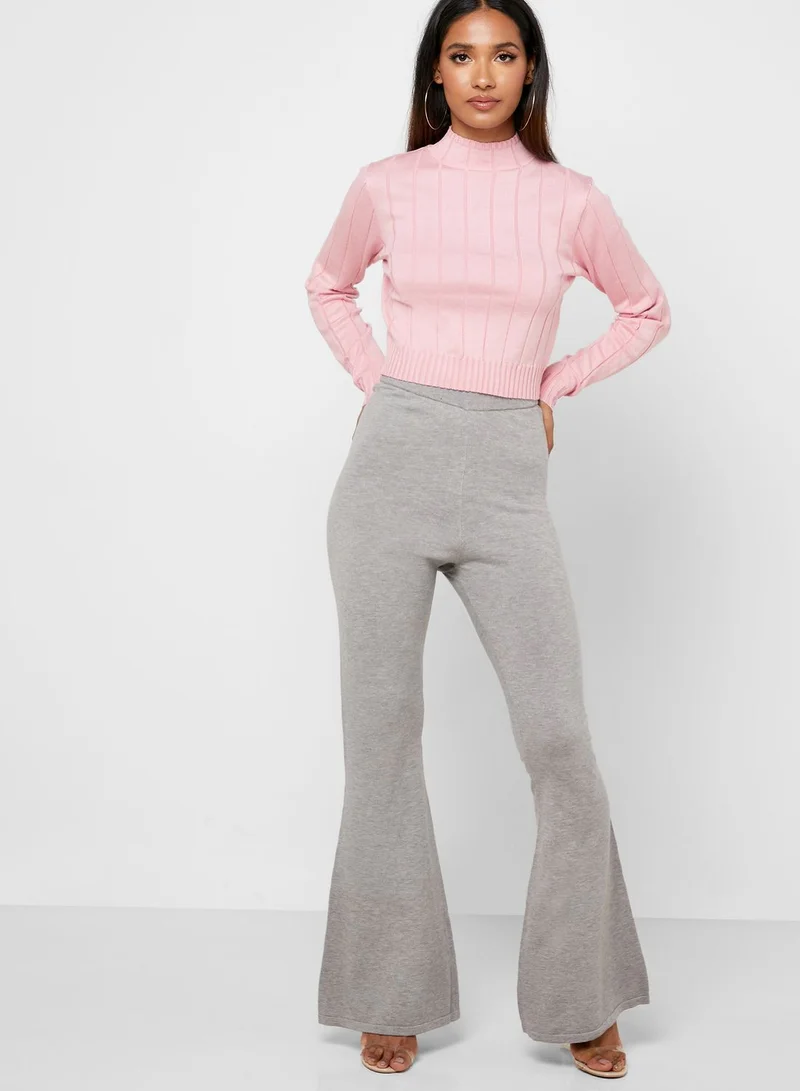 Missguided Pink Wide Rib Funnel Neck Jumper Co-Ord