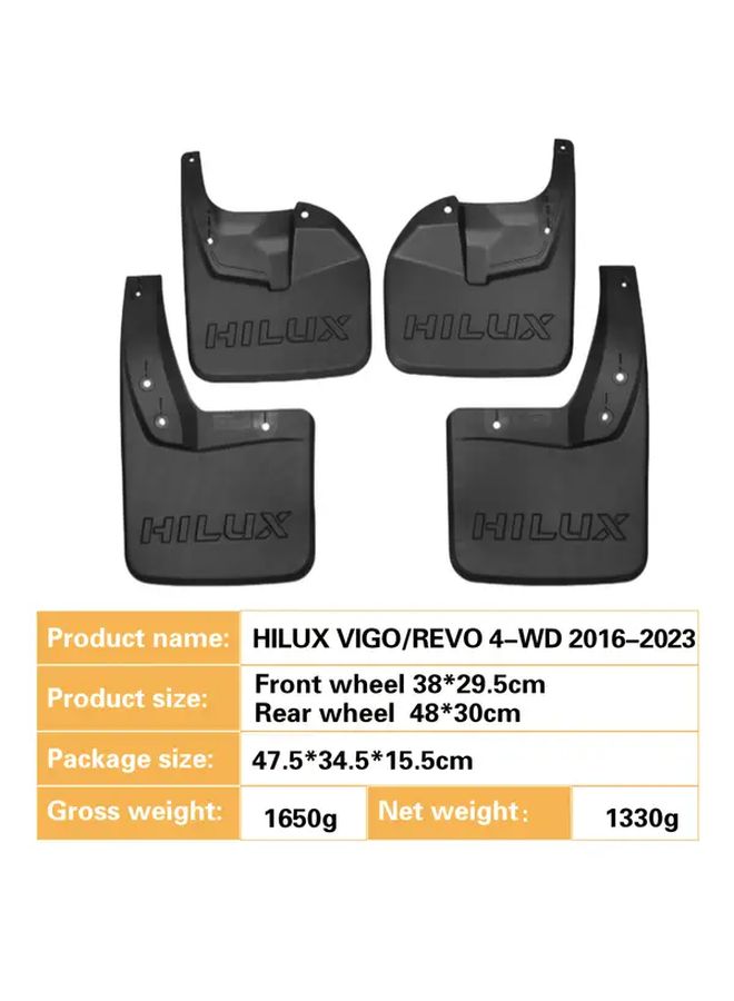 4 Pcs Black Car Mudguard Mud Flap Suitable For Hilux Vigo Revo 4wd 2016-2023 Front Rear Durable Plastic Vehicle Protection Sleek Design Offroad Drivers - Image 5