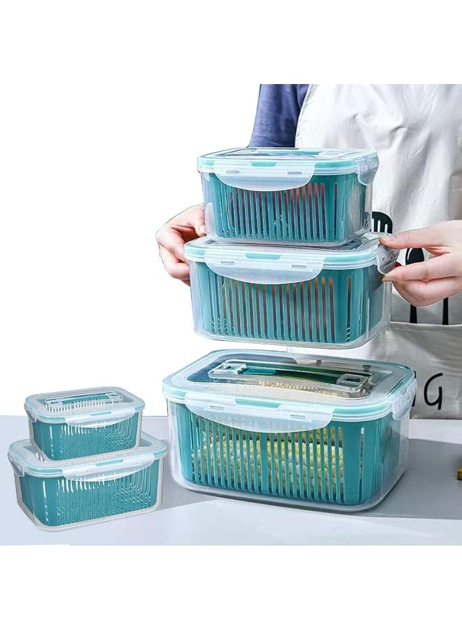 طقم علب حفظ طعام بثلاجة مع مصفاة داخلية – 5 قطع محكمة الغلق - Image 1