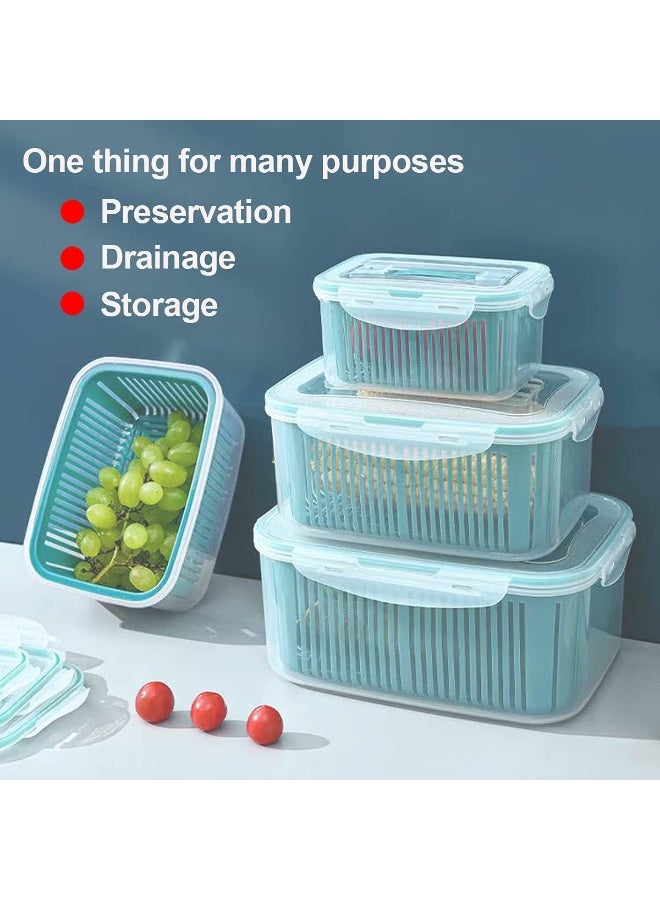 طقم علب حفظ طعام بثلاجة مع مصفاة داخلية – 5 قطع محكمة الغلق - Image 2