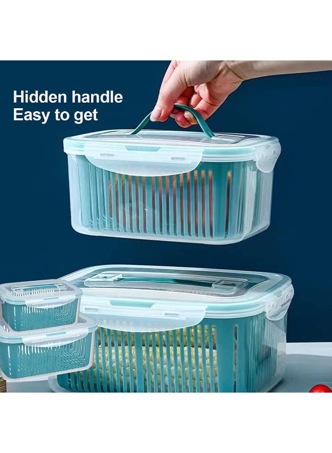 طقم علب حفظ طعام بثلاجة مع مصفاة داخلية – 5 قطع محكمة الغلق - Image 5