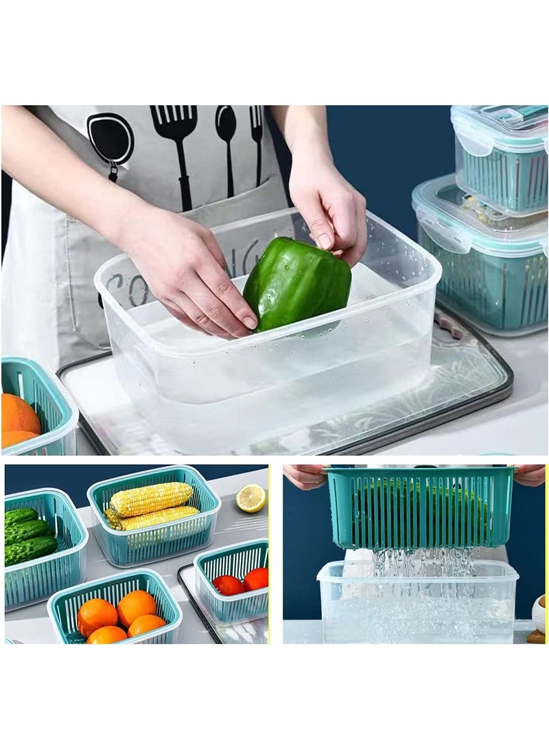 طقم علب حفظ طعام بثلاجة مع مصفاة داخلية – 5 قطع محكمة الغلق - Image 3