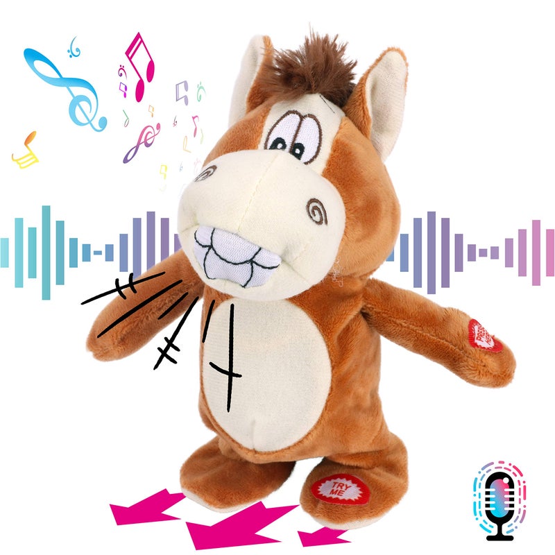 Hopearl Talking Singing Donkey Repeats What You Say Walking Electric Interactive Animated Toy Speaking Plush Buddy Gifts for Toddlers 8 - Image 3