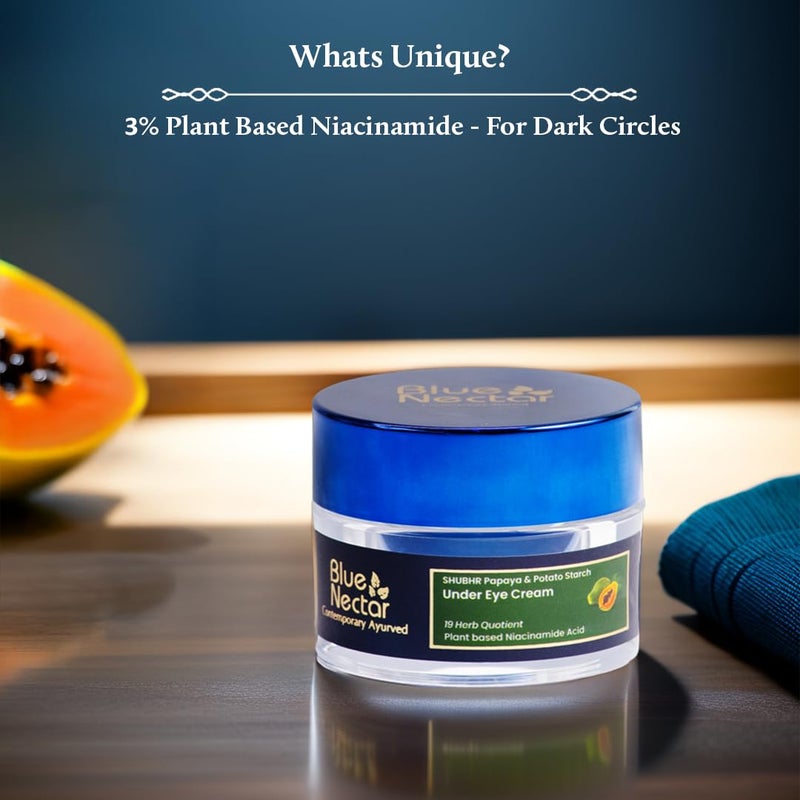 Blue Nectar كريم تحت العين من بلو نكتار للهالات السوداء للنساء كريم طبيعي بالنياسيناميد من البابايا والبطاطا فعال ضد التجاعيد والخطوط الدقيقة والانتفاخ 18 عشبة 15 جرام - Image 2