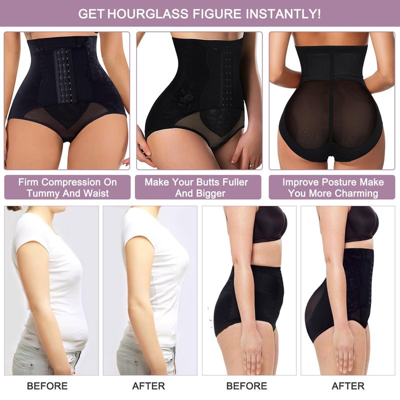 YERKOAD Tummy Control Panties for Women Shapewear Butt Lifter Short High Waist Trainer Corset Slimming Body Shaper Underwear(Medium,Black) - Image 2