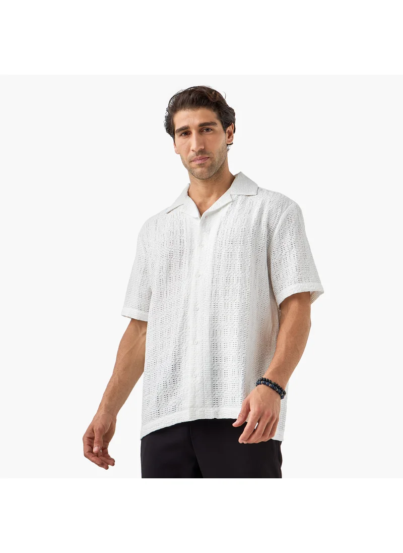 Iconic Iconic Textured Shirt with Short Sleeves