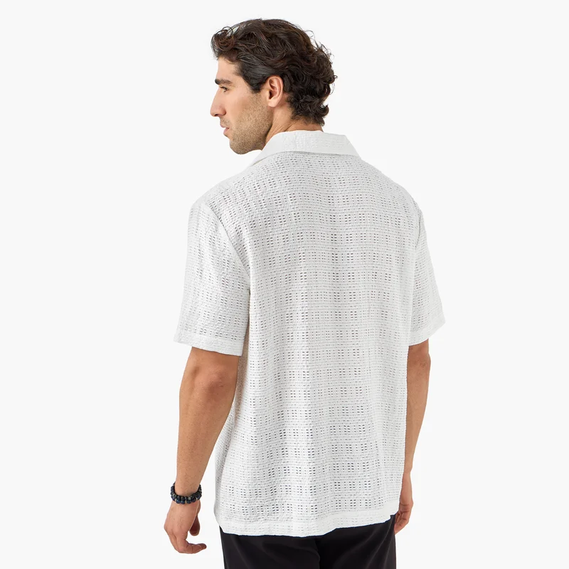 Iconic Iconic Textured Shirt with Short Sleeves