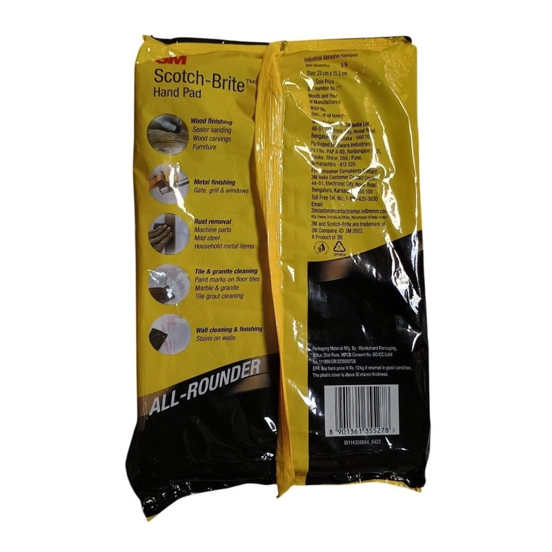 3M Scotch Brite All Rounder Hand Pad, 9"x6", Pack of 10, Surface Preperation, Cleaning, Deburring, Blending - Image 3