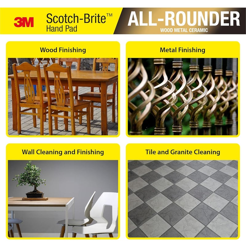 3M Scotch Brite All Rounder Hand Pad, 9"x6", Pack of 10, Surface Preperation, Cleaning, Deburring, Blending - Image 5
