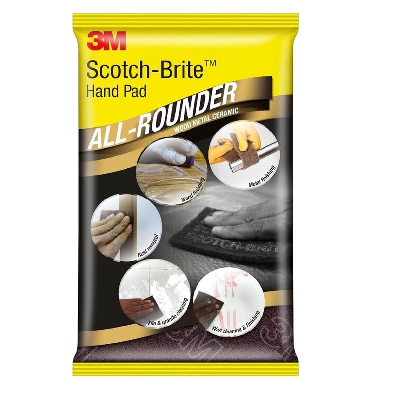 3M Scotch Brite All Rounder Hand Pad, 9"x6", Pack of 10, Surface Preperation, Cleaning, Deburring, Blending - Image 2