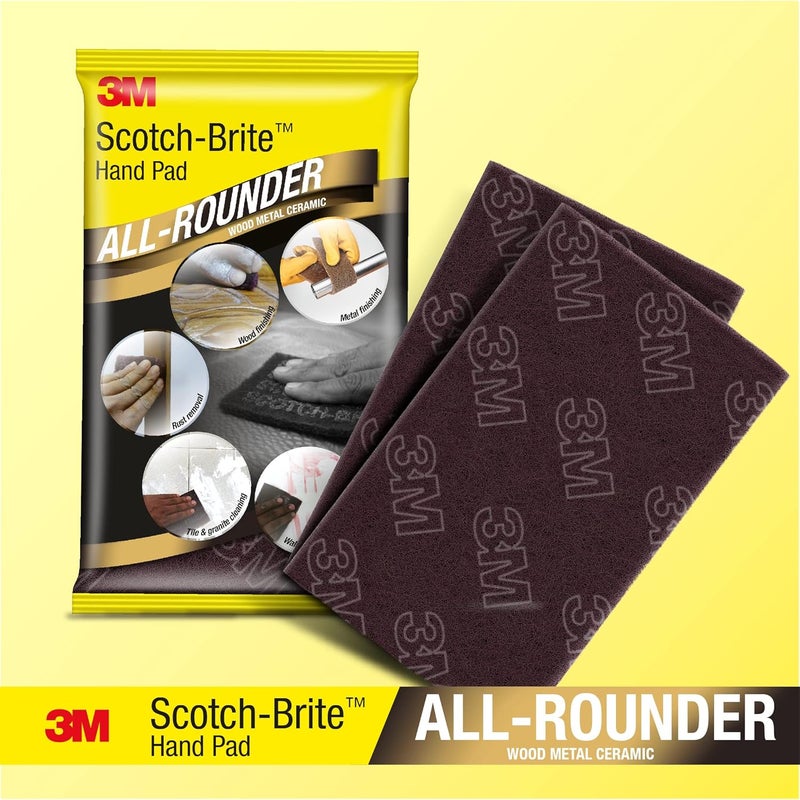 3M Scotch Brite All Rounder Hand Pad, 9"x6", Pack of 10, Surface Preperation, Cleaning, Deburring, Blending - Image 4