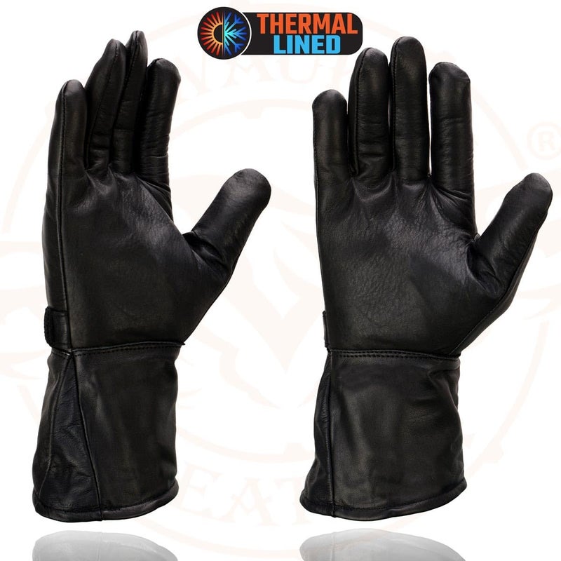 Milwaukee Leather MG7505 Men's Black Gauntlet Leather Winter Motorcycle Hand Gloves - Image 5