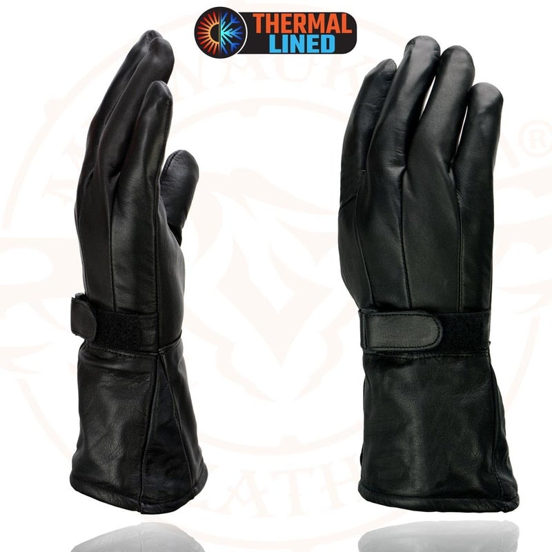 Milwaukee Leather MG7505 Men's Black Gauntlet Leather Winter Motorcycle Hand Gloves - Image 4