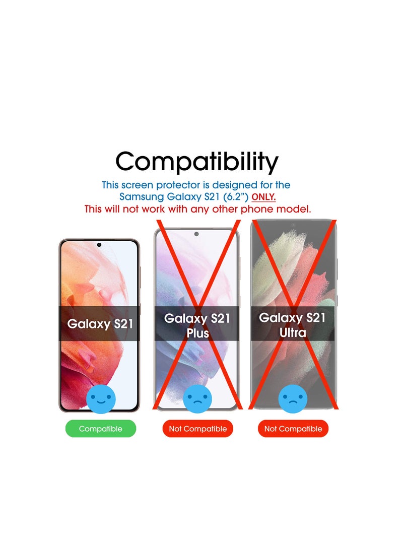 2 Pack Screen Protector For Samsung Galaxy S21 6.2 Inch Case Friendly Easy Install Hybrid Film Compatible With Fingerprint Sensor