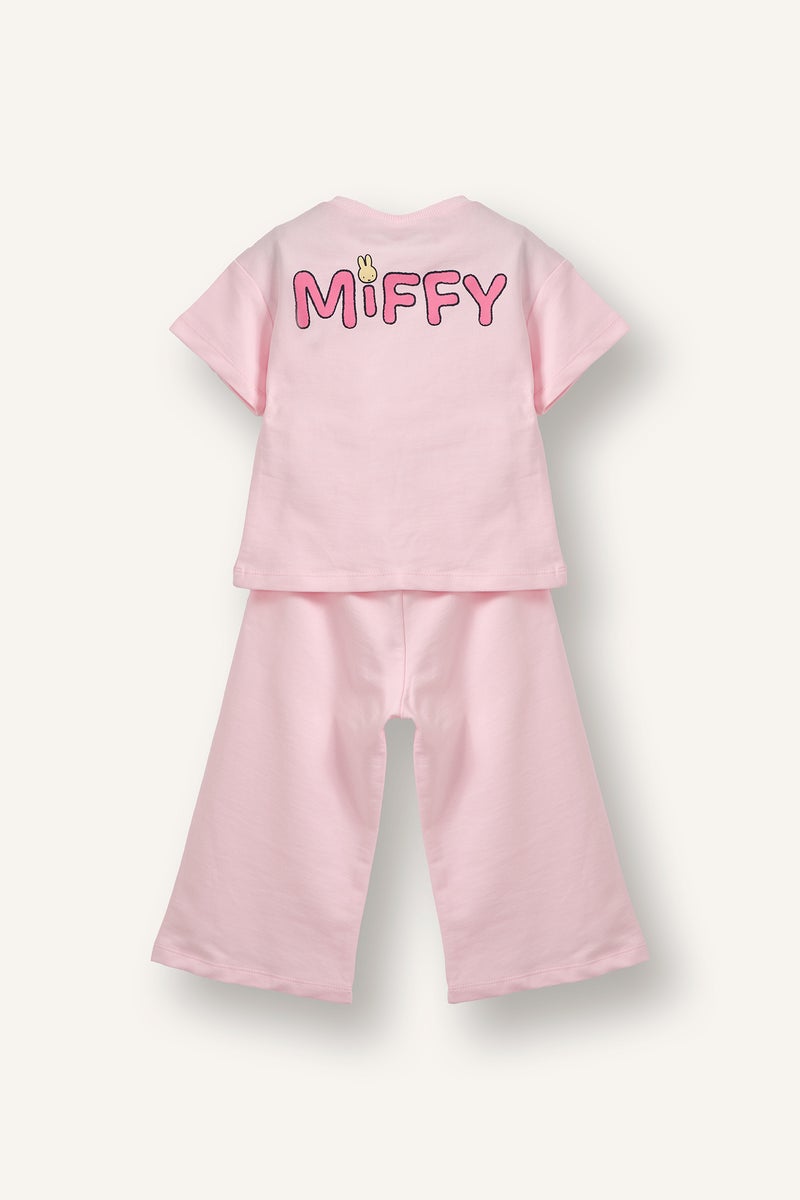 DeFacto Pink BabyGirl Baby Girl Miffy T-Shirt and Bottom 2 Piece Set Casual - Image 4