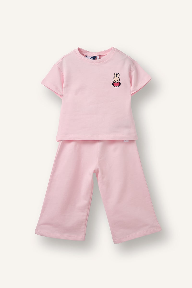 DeFacto Pink BabyGirl Baby Girl Miffy T-Shirt and Bottom 2 Piece Set Casual - Image 1