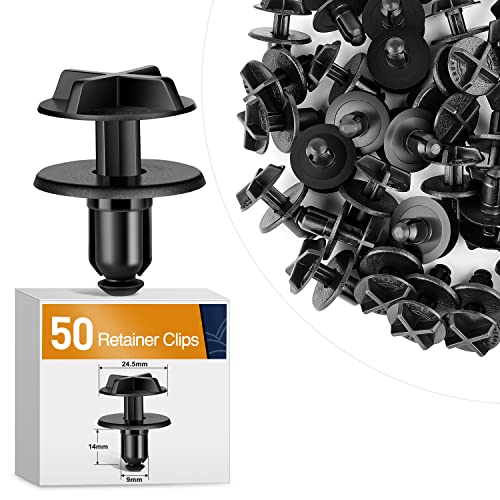GOOACC 50 قطعة مشبك واقي المبرد السفلي من نوع الدفع، مشبك واقي المبرد متوافق مع فورد W705957-S300 W706519-S300 F150 لينكولن LS ميركوري غراند ماركيز - Image 2