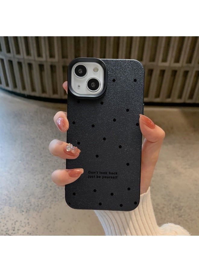 NIBEMINENT Full Screen Polka Dot Letters Protective TPU Case Cover For iPhone 16, Black