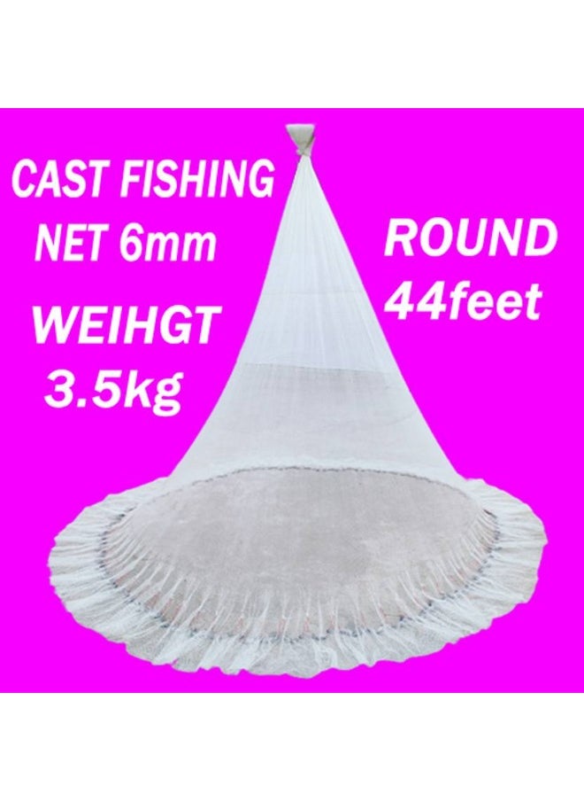 A TO Z A to Z CAST FISHING NET 6mm MESH,IRON SINKER, HEIGHT 10feet, ROUND 44feet, WEIGHT 3.5kg Fishing Net  (White)  - Image 1