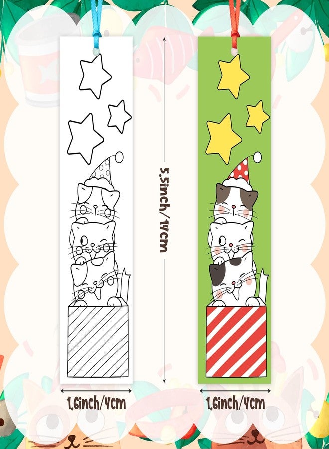 ANGOLIO Cat Coloring Bookmarks for Kids - 123Pcs DIY Blank Bookmark Set for Art Crafts, Classroom Rewards, Party Favors Creative Animal Bookmark Activity for School, Birthday Gifts, Goodie Bag Fillers - Image 2