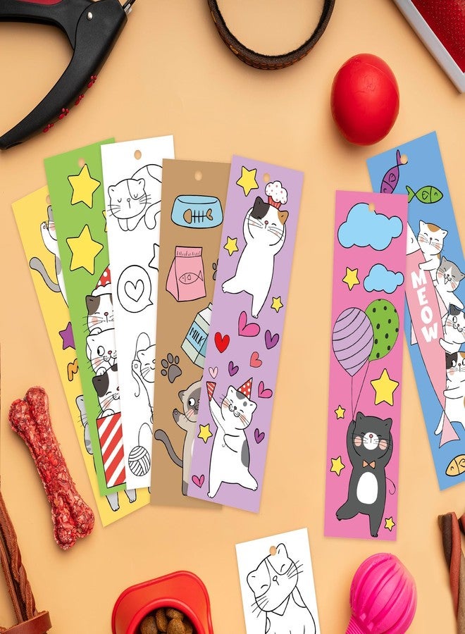 ANGOLIO Cat Coloring Bookmarks for Kids - 123Pcs DIY Blank Bookmark Set for Art Crafts, Classroom Rewards, Party Favors Creative Animal Bookmark Activity for School, Birthday Gifts, Goodie Bag Fillers - Image 4