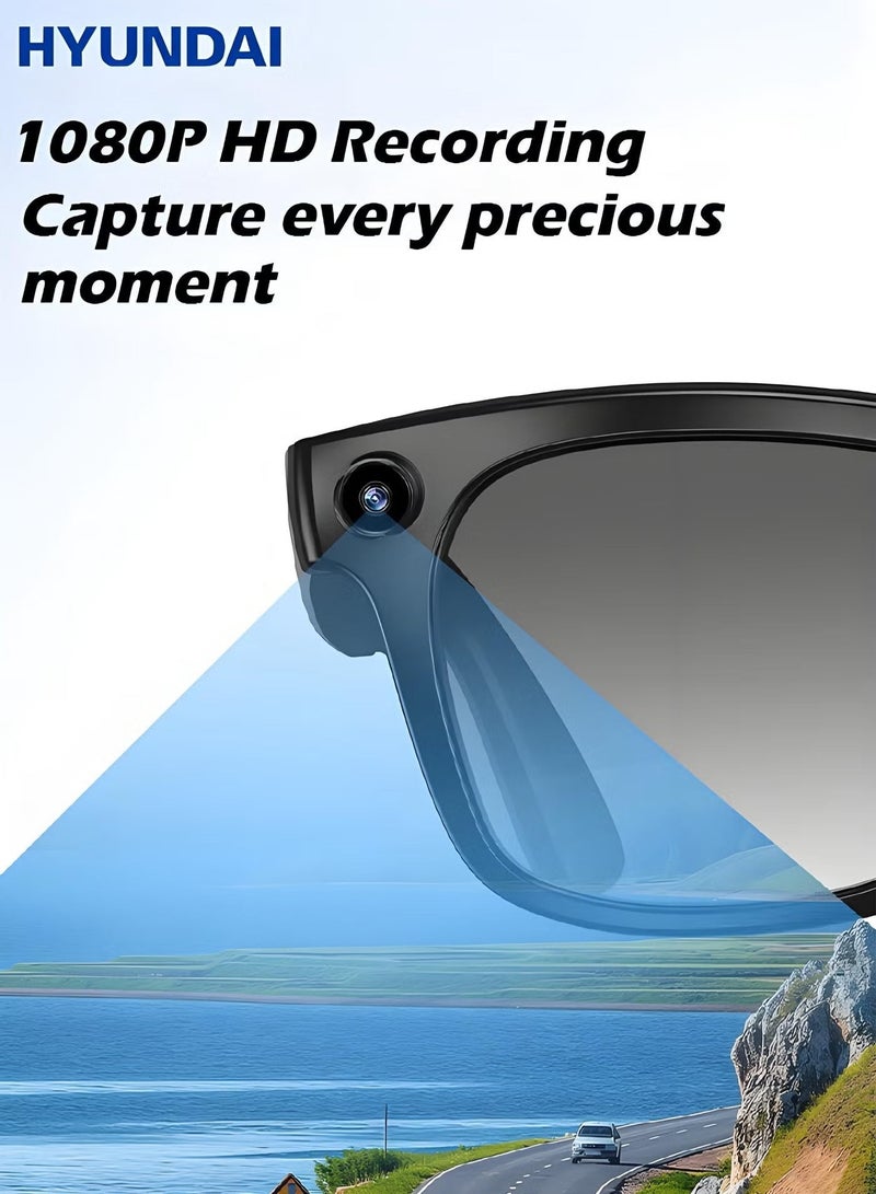 HYUNDAI AI-Powered Smart Glasses Camera Glasses:AI Chat and Assistant, Voice Control, Real-time Translation, Voice Calls | with 1080P Camera, Combined with Anti-shake Function, Suitable for Shooting at Any Time for Sports and Outdoor Scenes (Black) - Image 3