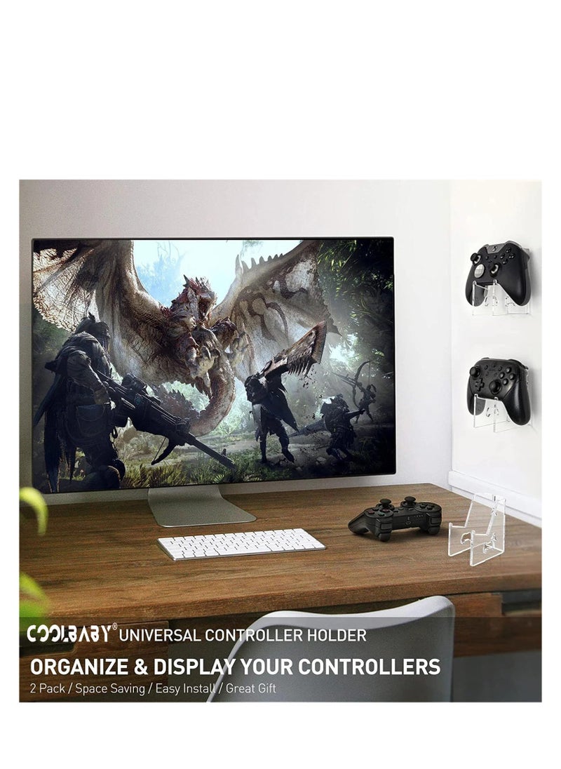 Cool Baby - COOLBABY 2 Pack Clear Controller Holder Desktop and Wall Mount for Xbox ONE, PS4, PS5, Switch Universal Stand for Gaming Accessories - Image 1