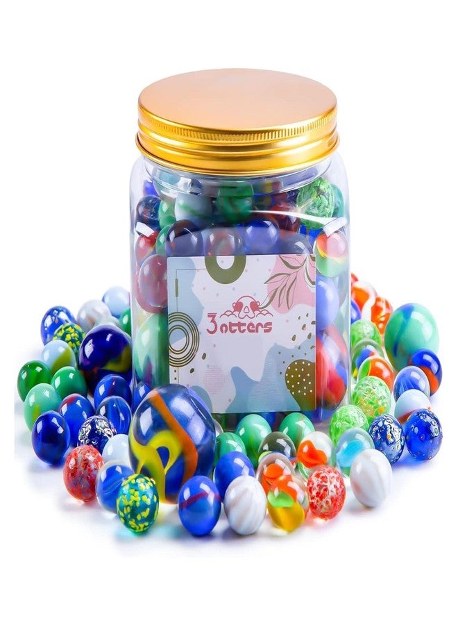 3 otters 125PCS Glass Marbles, Assorted Size with Gift Box for Vase Fillers Fish Tank Rocks Aquarium Tank Decor Table Scatter Decoration - Image 1