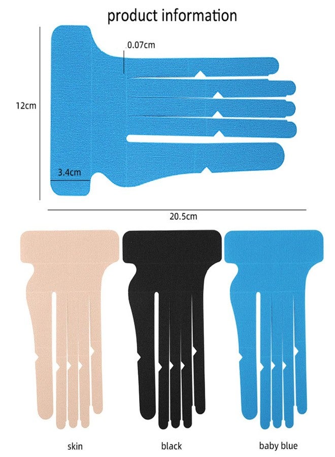 Xemz Precut Kinesiology Tape for Hand & Wrist Support, 3 Pairs Breathable Waterproof Kinesiology Recovery Tapes Finger Joint Support Tape, Hypoallergenic Latex-Free Elastic Athletic Tapes for Carpal Tunnel - Image 2
