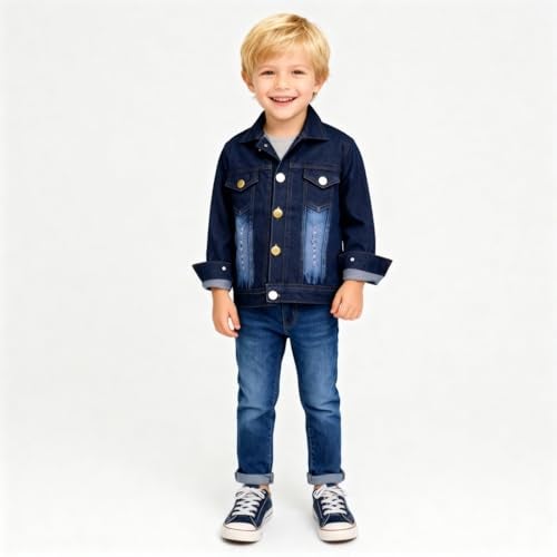 A.T.U.N. (ALL THINGS UBER NICE) Trendy Boys Denim Jacket | Casual Outerwear with Full Button Front, Smart Collar & Pockets | Stylish Casual Kids Jacket for Everyday, Travel, Party & Daily Style - Image 2