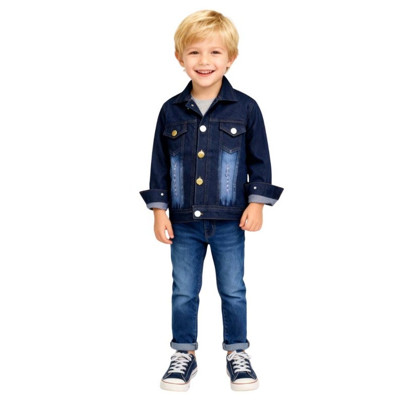 A.T.U.N. (ALL THINGS UBER NICE) Trendy Boys Denim Jacket | Casual Outerwear with Full Button Front, Smart Collar & Pockets | Stylish Casual Kids Jacket for Everyday, Travel, Party & Daily Style - Image 5