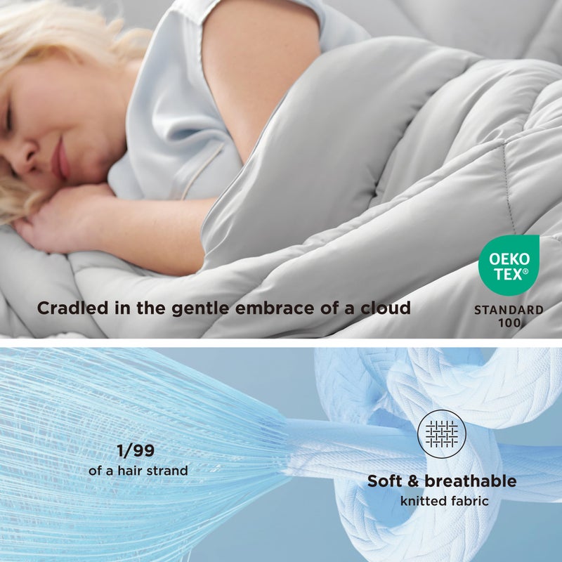 Bedsure بطانية تبريد Bedsure بحجم كوين - بطانية تبريد مزدوجة الجوانب GentleSoft™ للنائمين الساخنين، Q-Max>0.4، لحاف خفيف الوزن وقابل للتنفس، هدايا للنساء والرجال، رمادي، 88x88 بوصة - Image 5