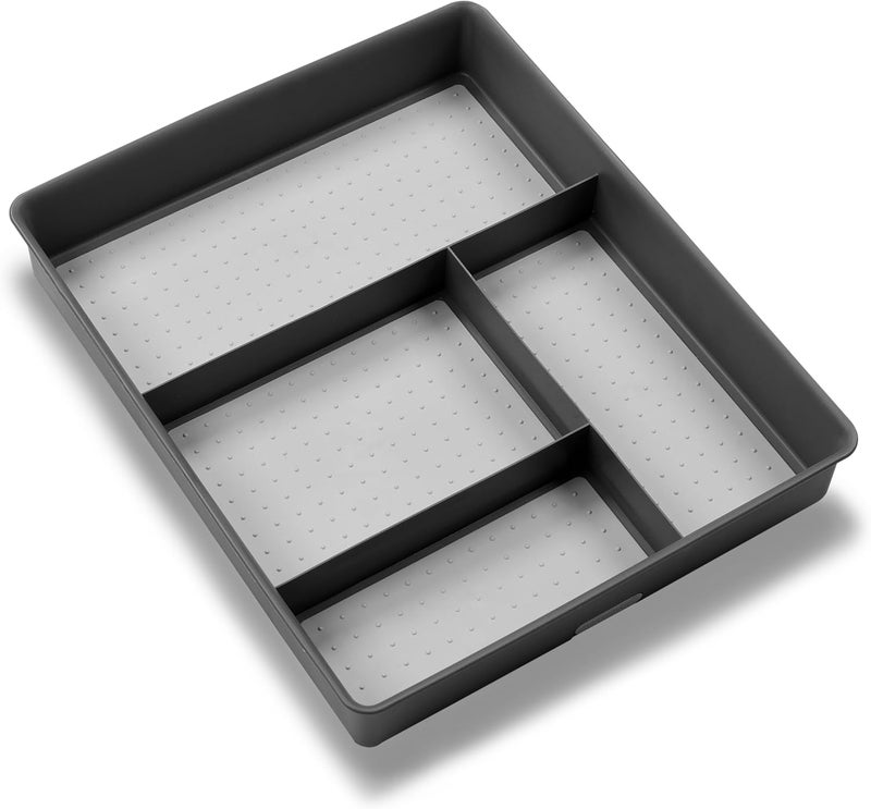 Made Smart 4 Compartment Drawer Organizer, Multi Purpose Storage for Utensils, Office Tools, Cords, & Small Household Items, Tech Accessories, Arts & Crafts Supplies, Non Slip Lining, Granite - Image 3