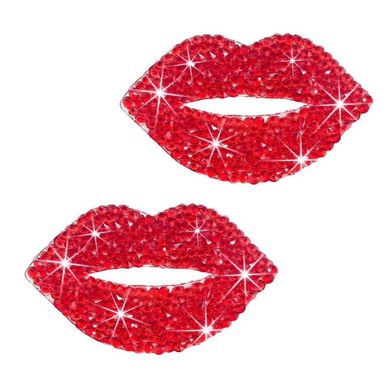 YTFRL 2PCS Rhinestone Car Stickers Bling Crystal Red Lip Auto Sticker SelfAdhesive Decal Glitter Diamond Decorative Decal for Vehicle Window Laptop Luggage Car Accessories - Image 3
